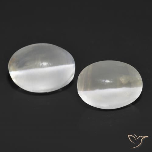 2.69ctw Naturale Grigio molto chiaro Sillimanite effetto occhio di gatto, Ovale, Trasparente