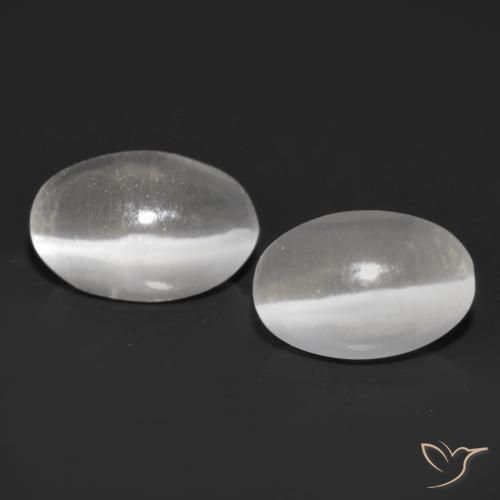 1.15ctw Naturale Grigio molto chiaro Sillimanite effetto occhio di gatto, Ovale, Trasparente