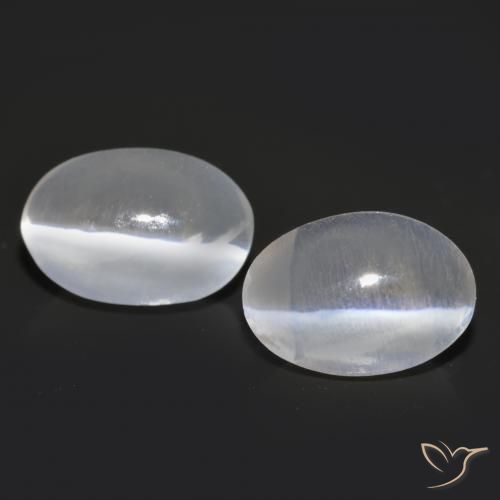 2.06ctw Naturale Bianco Sillimanite effetto occhio di gatto, Ovale, Trasparente