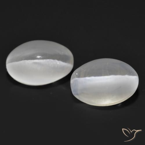 2.43ctw Naturale Bianco Sillimanite effetto occhio di gatto, Ovale, Trasparente