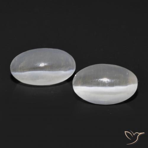 1.36ctw Naturale Bianco Sillimanite effetto occhio di gatto, Ovale, Trasparente