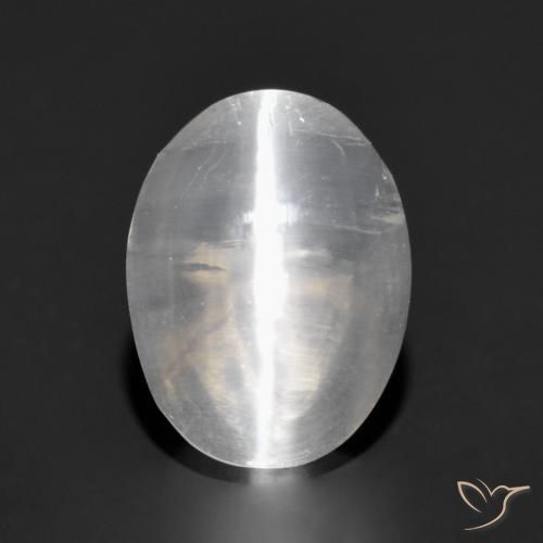 1.32ct Naturale Grigio molto chiaro Sillimanite effetto occhio di gatto, Ovale, Trasparente