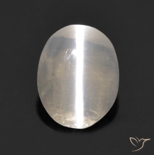 1.11ct Naturale Grigio molto chiaro Sillimanite effetto occhio di gatto, Ovale, Trasparente