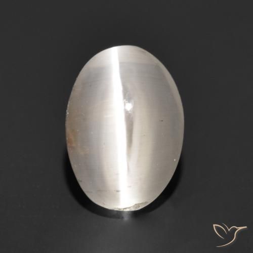 1.24ct Naturale Grigio molto chiaro Sillimanite effetto occhio di gatto, Ovale, Traslucido