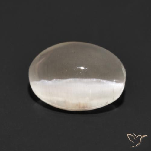 Sillimanite Occhio di Gatto Grigio molto chiaro naturale da 1.24 ct, Ovale, Traslucido