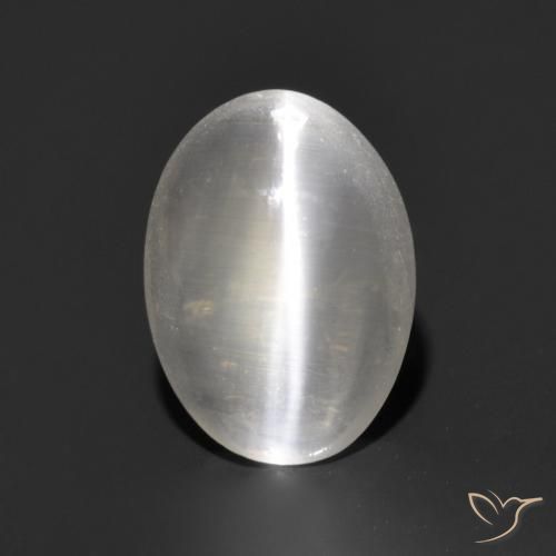 1.17ct Naturale Grigio molto chiaro Sillimanite effetto occhio di gatto, Ovale, Trasparente