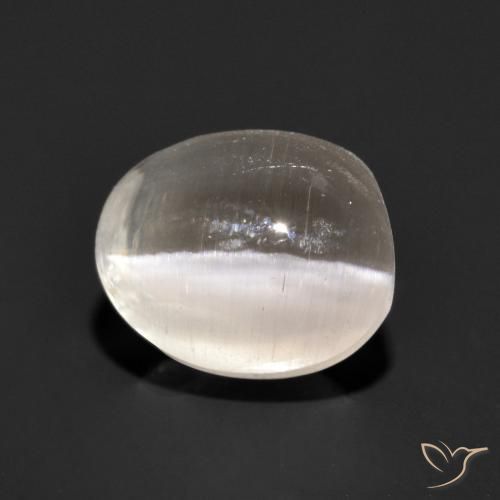 Sillimanite Occhio di Gatto Grigio molto chiaro naturale da 1.49 ct, Ovale, Traslucido
