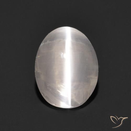 1.18ct Naturale Grigio molto chiaro Sillimanite effetto occhio di gatto, Ovale, Trasparente