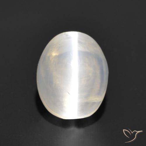 0.96ct Naturale Grigio molto chiaro Sillimanite effetto occhio di gatto, Ovale, Trasparente