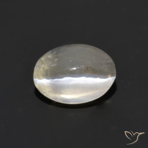 1.14ct Naturale Bianco caldo Sillimanite effetto occhio di gatto, Ovale, Trasparente