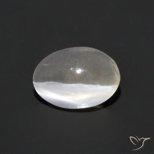 1.02ct Naturale Bianco caldo Sillimanite effetto occhio di gatto, Ovale, Trasparente