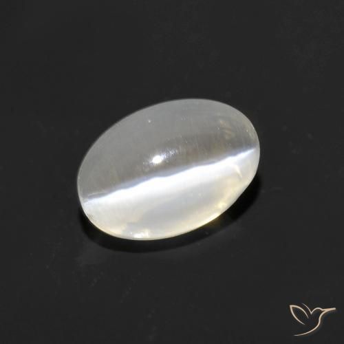 1.06ct Naturale Bianco caldo Sillimanite effetto occhio di gatto, Ovale, Trasparente