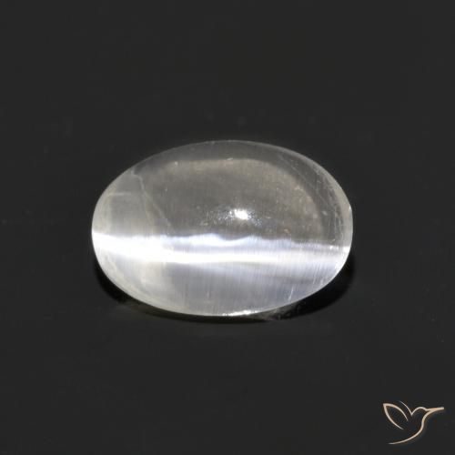 0.76ct Naturale Bianco caldo Sillimanite effetto occhio di gatto, Ovale, Trasparente