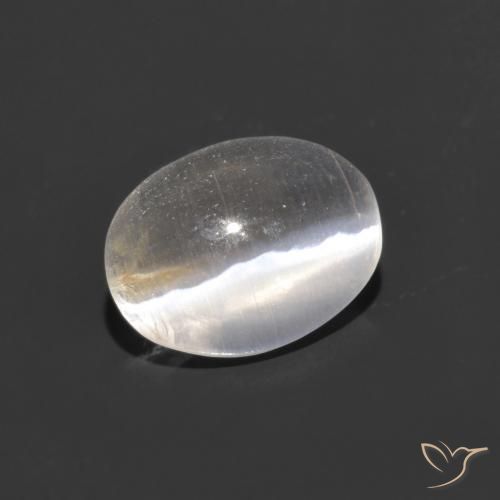 0.78ct Naturale Bianco caldo Sillimanite effetto occhio di gatto, Ovale, Trasparente