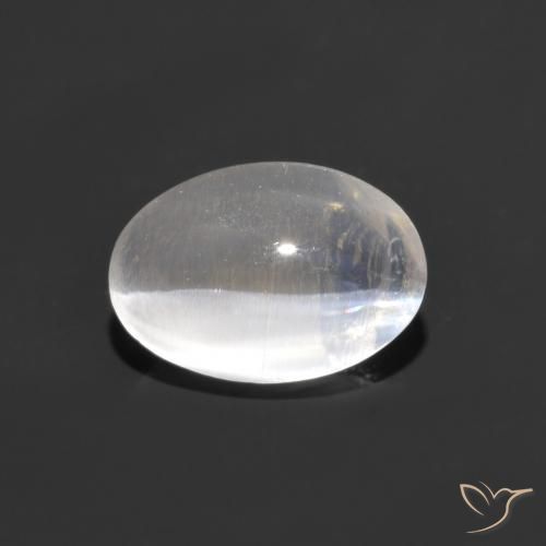 1.10ct Naturale Bianco Sillimanite effetto occhio di gatto, Ovale, Trasparente