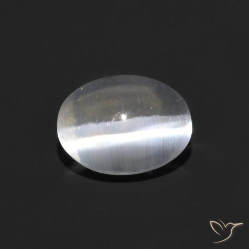 0.82ct Naturale Chiaro Sillimanite effetto occhio di gatto, Ovale, Trasparente