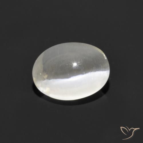 1.07ct Naturale Bianco caldo Sillimanite effetto occhio di gatto, Ovale, Trasparente