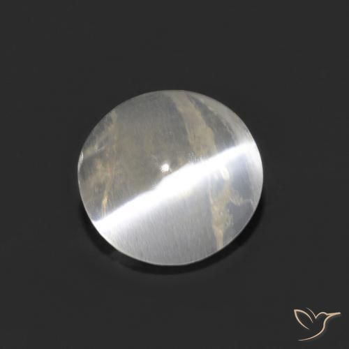 1.01ct Naturale Bianco caldo Sillimanite effetto occhio di gatto, Ovale, Trasparente