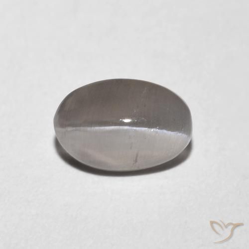 0.99ct Naturale Grigio molto chiaro Sillimanite effetto occhio di gatto, Ovale, Trasparente