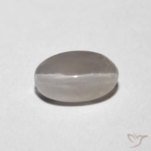 1.06ct Naturale Grigio molto chiaro Sillimanite effetto occhio di gatto, Ovale, Trasparente
