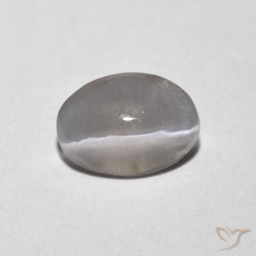 0.73ct Naturale Grigio molto chiaro Sillimanite effetto occhio di gatto, Ovale, Trasparente