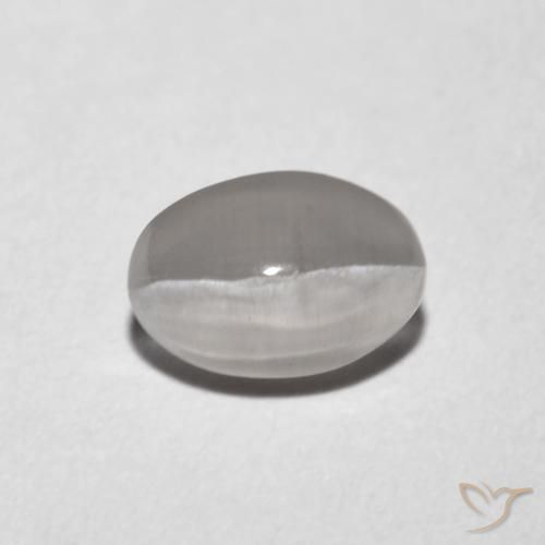 1.18ct Naturale Grigio molto chiaro Sillimanite effetto occhio di gatto, Ovale, Trasparente