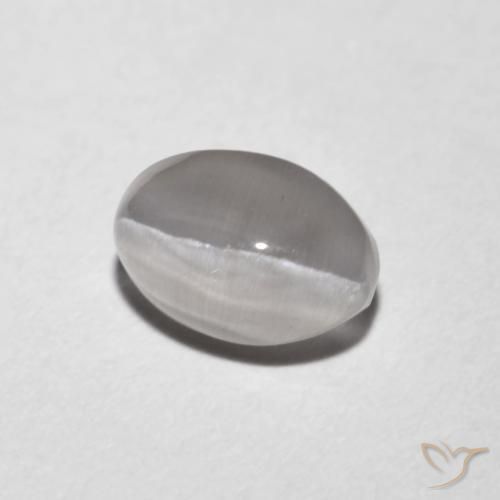 Sillimanite Occhio di Gatto Grigio molto chiaro naturale da 1.18 ct, Ovale, Trasparente