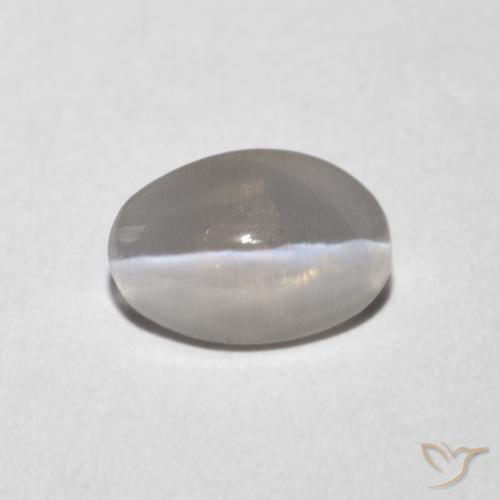 1.02ct Naturale Grigio molto chiaro Sillimanite effetto occhio di gatto, Ovale, Trasparente
