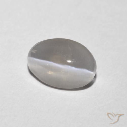 Sillimanite Occhio di Gatto Grigio molto chiaro naturale da 1.02 ct, Ovale, Trasparente