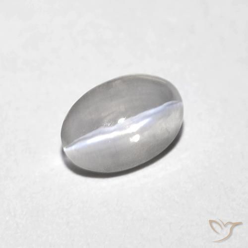 0.82ct Naturale Grigio molto chiaro Sillimanite effetto occhio di gatto, Ovale, Trasparente