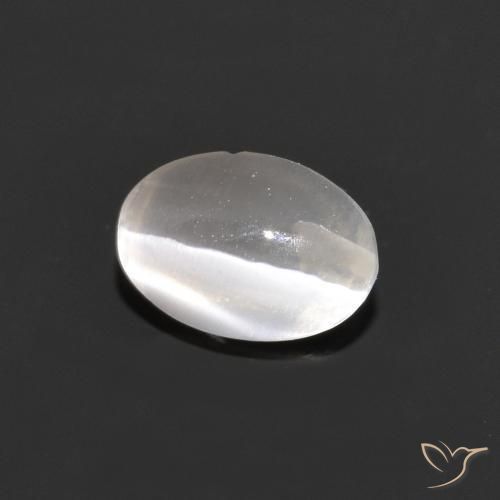 0.98ct Naturale Grigio molto chiaro Sillimanite effetto occhio di gatto, Ovale, Trasparente