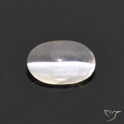 1.00ct Naturale Grigio molto chiaro Sillimanite effetto occhio di gatto, Ovale, Trasparente