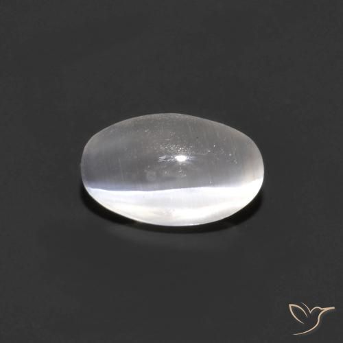 0.81ct Naturale Grigio molto chiaro Sillimanite effetto occhio di gatto, Ovale, Trasparente