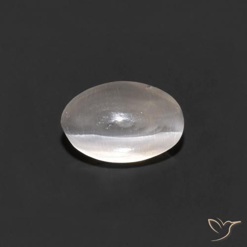 0.68ct Naturale Grigio molto chiaro Sillimanite effetto occhio di gatto, Ovale, Trasparente
