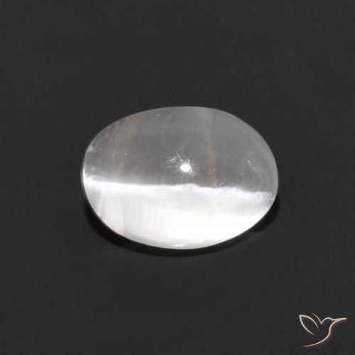 1.30ct Naturale Grigio molto chiaro Sillimanite effetto occhio di gatto, Ovale, Trasparente