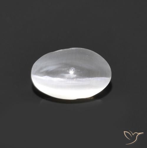 0.90ct Naturale Grigio molto chiaro Sillimanite effetto occhio di gatto, Ovale, Trasparente