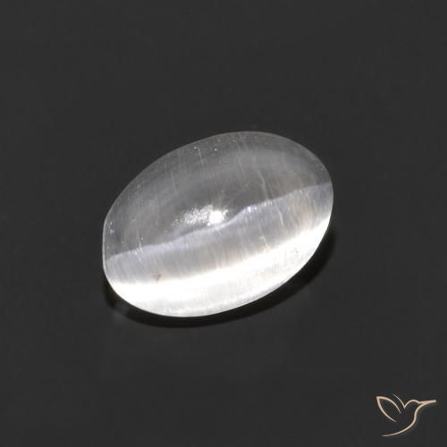 0.84ct Naturale Grigio molto chiaro Sillimanite effetto occhio di gatto, Ovale, Trasparente