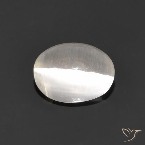 1.15ct Naturale Grigio molto chiaro Sillimanite effetto occhio di gatto, Ovale, Trasparente