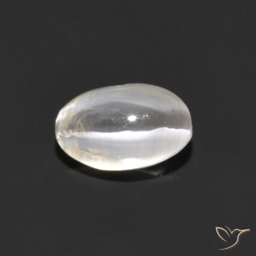 1.06ct Naturale Grigio molto chiaro Sillimanite effetto occhio di gatto, Ovale, Trasparente