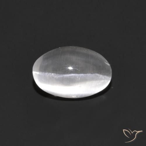 0.95ct Naturale Grigio molto chiaro Sillimanite effetto occhio di gatto, Ovale, Trasparente