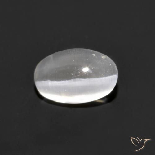 0.77ct Naturale Grigio molto chiaro Sillimanite effetto occhio di gatto, Ovale, Opaco