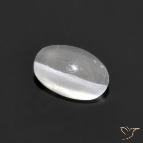 Sillimanite Occhio di Gatto Grigio molto chiaro naturale da 0.77 ct, Ovale, Opaco