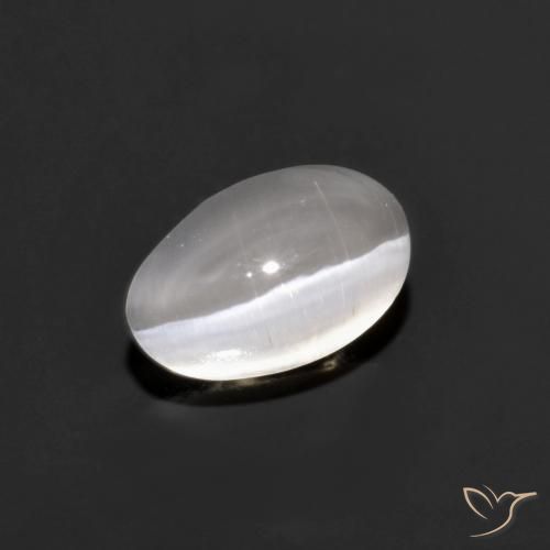 1.14ct Naturale Grigio molto chiaro Sillimanite effetto occhio di gatto, Ovale, Trasparente