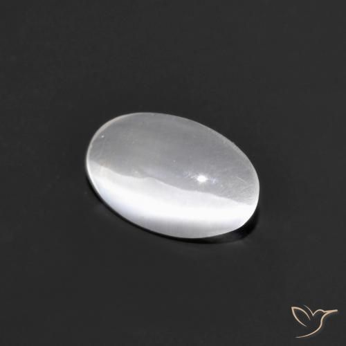 0.77ct Naturale Grigio molto chiaro Sillimanite effetto occhio di gatto, Ovale, Trasparente