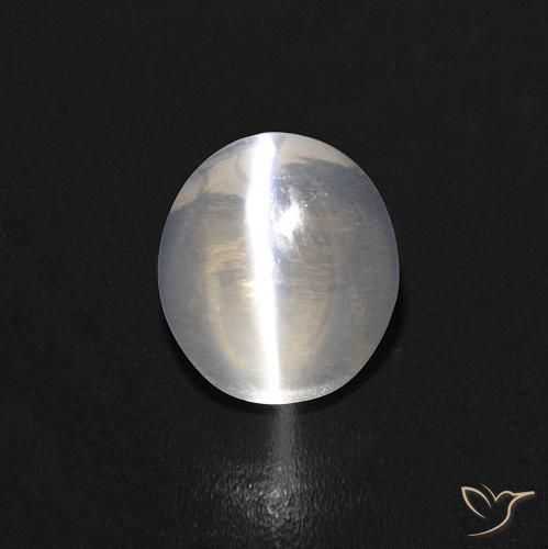 1.08ct Naturale Bianco caldo Sillimanite effetto occhio di gatto, Ovale, Trasparente