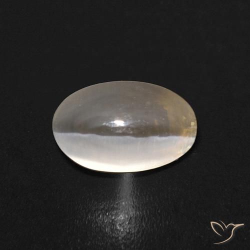 1.10ct Naturale Bianco caldo Sillimanite effetto occhio di gatto, Ovale, Trasparente