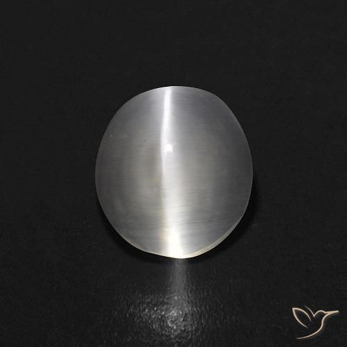 1.08ct Naturale Bianco caldo Sillimanite effetto occhio di gatto, Ovale, Trasparente