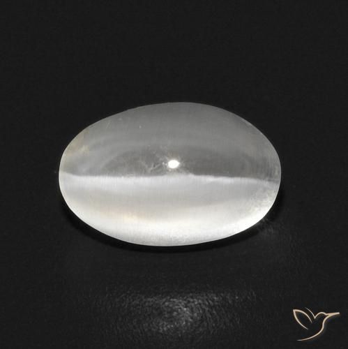 1.12ct Naturale Bianco caldo Sillimanite effetto occhio di gatto, Ovale, Trasparente