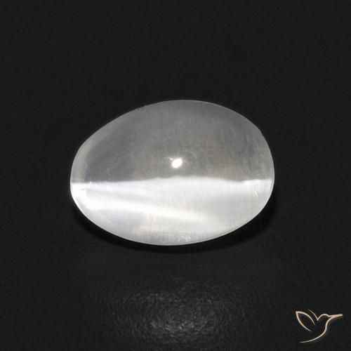 0.87ct Naturale Bianco caldo Sillimanite effetto occhio di gatto, Ovale, Trasparente