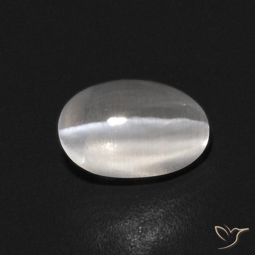 0.86ct Naturale Bianco trasparente Sillimanite effetto occhio di gatto, Ovale, Trasparente